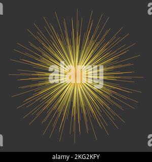golden rays sun circle lines vintage Stock Vector