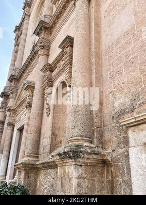 Fasano, Italy. Exterior view of the Mother Church of St. John the Baptist, b. 14th-18th century in Renaissance style. Architectural details. Stock Photo