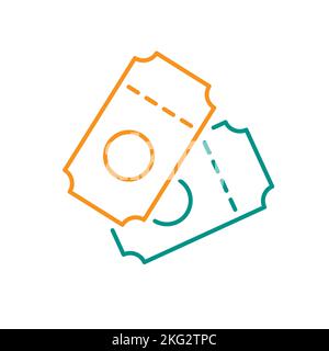 Ticket colored linear icon Stock Vector