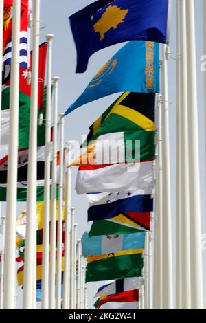 Flags of the various countries represented in the Dubai Expo 2020 ...