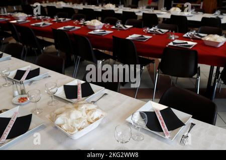 Table set for an event party. Stock Photo