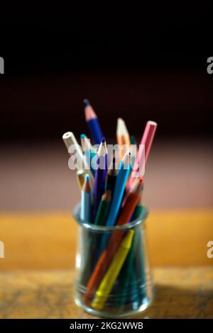 A set of multi-colored pens.  Primary school. Stock Photo