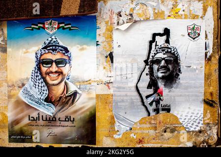 Yasser Arafat poster in Shatila refugee camp, Beirut, Lebanon Stock ...
