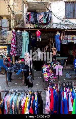 Shops in Shatila refugee camp, Beirut, Lebanon Stock Photo