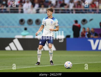 Al Rayyan, Qatar. 21st November 2022; Khalifa International Stadium, Al Rayyan, Qatar; FIFA World Cup Football, England versus Iran; John Stones of England Stock Photo