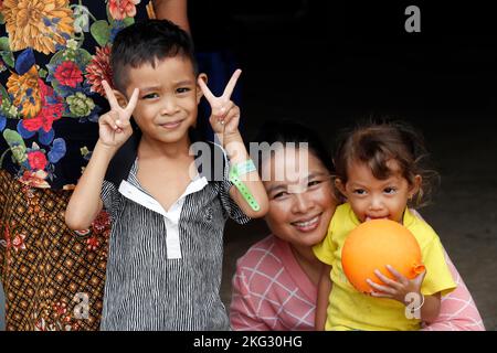 Cambodian family living in a poor house.   Phnom Penh. Cambodia. Stock Photo