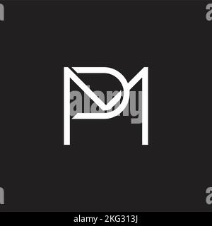 letter pm simple linked line geometric logo vector Stock Vector