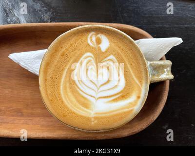Coffee with milk served in a Kigali restaurant, Rwanda Stock Photo