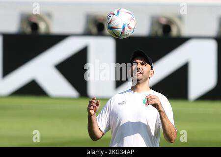 Doha, Qatar. 21st Nov, 2022. Head Coach of Morocco Walid Regragui during Morocco training session at Al Duhail SC training center in Doha, Qatar on November 21, 2022. Photo: Goran Stanzl/PIXSELL Credit: Pixsell photo & video agency/Alamy Live News Stock Photo