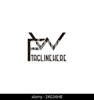 letter fw linked geometric line logo vector Stock Vector