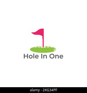 colorful golf flag hole in one logo vector Stock Vector