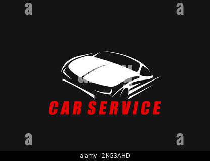 Car service, auto repair and automotive mechanic garage, vector automobile icon. Vehicle motors and gear fix center, business sign or symbol for car service and transport maintenance garage Stock Vector