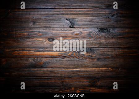 Dark stained wood texture, vignette wood background Stock Photo