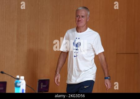 Head Coach of France Didier Deschamps arrives at the France Press Conference at Main Media Center during the FIFA World Cup 2022 on November 21, 2022 in Doha, Qatar - Photo: Jean Catuffe/DPPI/LiveMedia Stock Photo