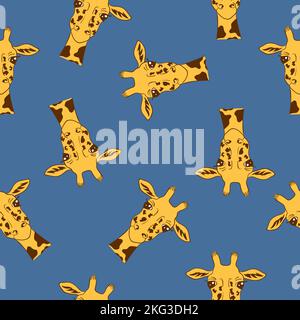 Seamless pattern with cute giraffes. Vector illustration. Stock Vector
