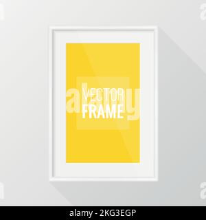 White frame vector design with long shadow. Vector illustration, flat design Stock Vector