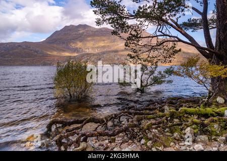 Loch Maree and Slioch mountain in the highlands of Scotland Stock Photo