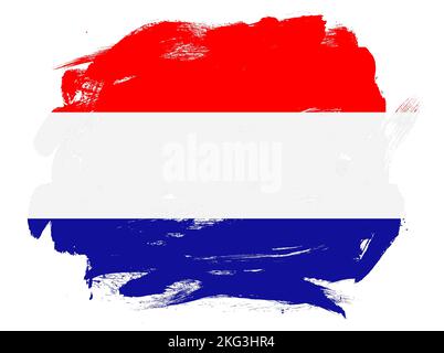 Croatia flag on abstract painted white stroke brush background Stock Photo