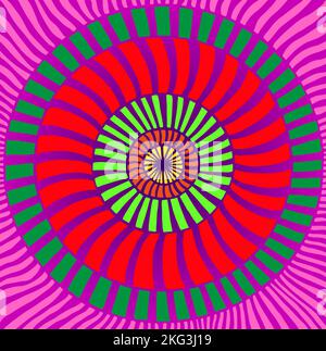Bright abstract pattern with many circles of stripes tabby waves. Decorative cartoon texture. Surreal doodle pattern. Stock Vector