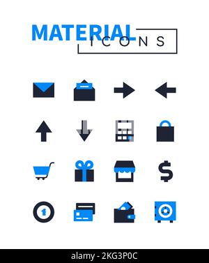 Online shopping navigation - flat design style icons set Stock Vector