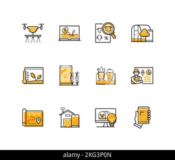 Tech farm - modern colorful line design style icons Stock Vector