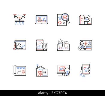Smart farming - modern colorful line design style icons Stock Vector