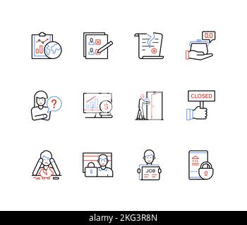 Work problems - modern colorful line design style icons Stock Vector