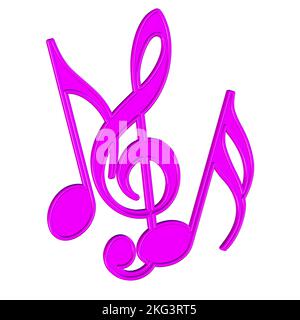 Music notes and music signs against white background, 3D illustration Stock Photo