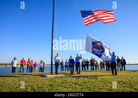 NASA CCP employees raised the Crew-5 flag at Kennedy Space Center on ...