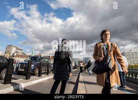 Woman in a hurry during working time in Westminster Stock Photo