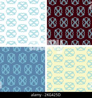 Heart shapes and drops seamless pattern. For print on fabric or paper. Vector illustration, flat design Stock Vector