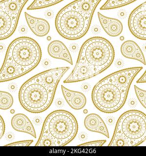 Paisley seamless pattern. For print on fabric or paper. Vector illustration, flat design Stock Vector