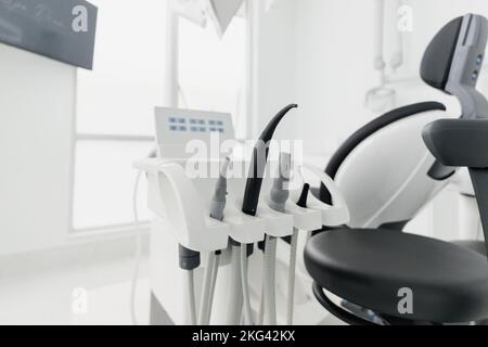 Dental office. Dental clinic. Dental treatment at the dentist. Stock Photo