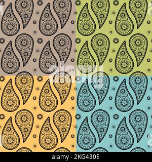 Paisley seamless pattern. For print on fabric or paper. Vector illustration, flat design Stock Vector