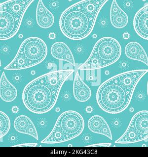 Paisley seamless pattern. For print on fabric or paper. Vector illustration, flat design Stock Vector