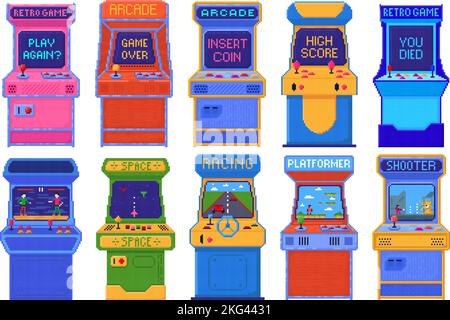 Game over pixel art arcade game screen vector illustration. Arcade ...