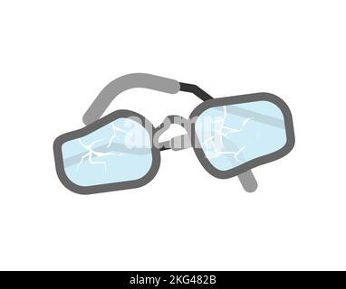 Broken glasses isolated. cracked spectacles. Vector illustration Stock Vector