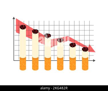 Graph smoking. Cigarettes of various sizes. Concept for healthcare ...