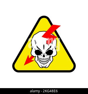 Danger sign skull and lightning. Hazard  High voltage is dangerous! Stock Vector