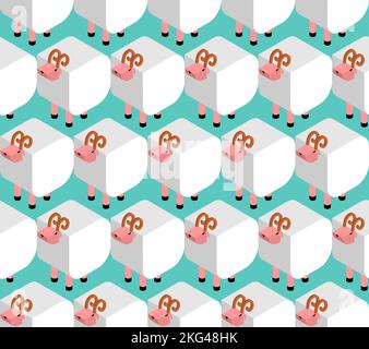Sheep pattern seamless. sheep pasture background. Baby fabric texture Stock Vector