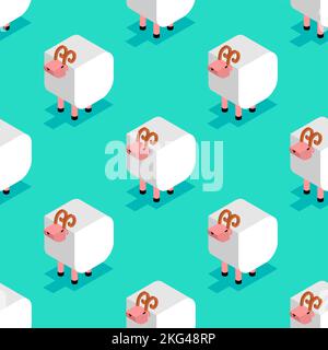 Sheep pattern seamless. sheep pasture background. Baby fabric texture Stock Vector