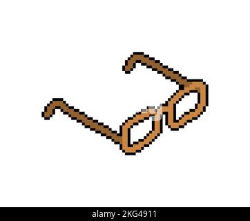 Glasses pixel art. 8 bit spectacles pixelated Vector illustration Stock Vector