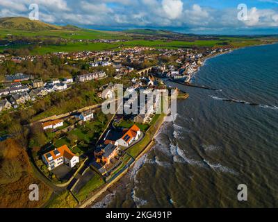 Aerial view of village of Lower Largo in Fife, Scotland, UK Stock Photo