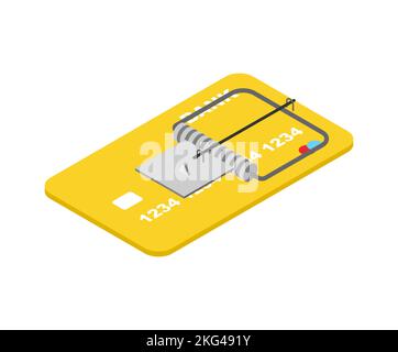 Credit card Mousetrap. Concept credit trap. Vector illustration Stock ...