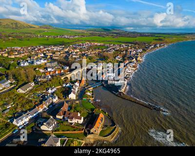 Aerial view of village of Lower Largo in Fife, Scotland, UK Stock Photo