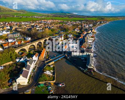 Aerial view of village of Lower Largo in Fife, Scotland, UK Stock Photo