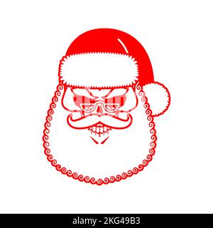 Skull of Santa. Christmas and New Year scary illustration. Stock Vector