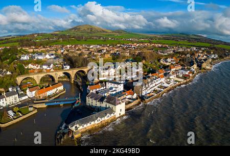 Aerial view of village of Lower Largo in Fife, Scotland, UK Stock Photo