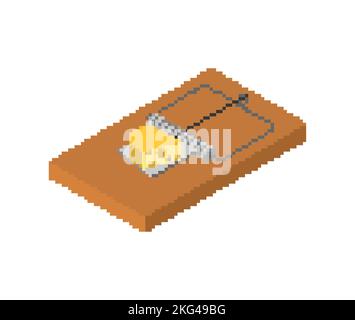 Mousetrap pixel art. 8 bit Mouse trap. pixelated Vector illustration Stock Vector