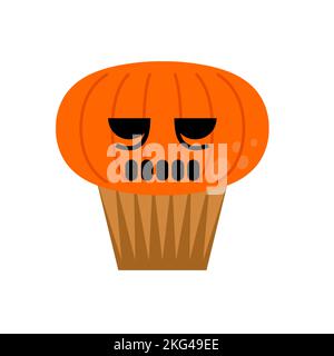 Halloween cupcake Pumpkin. Cupcake for holiday. Vector illustration Stock Vector